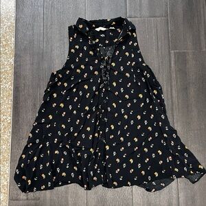 Sleeveless Black Floral Button-Front Women's dress